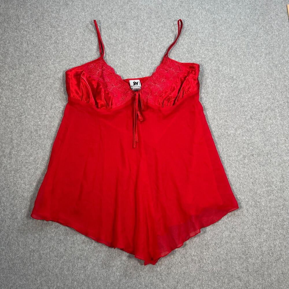 Junction West Sleep Red Lingerie Nightie Size Small Satin Sheer Mini Slip